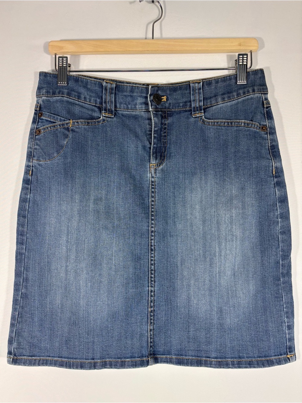 Bass Denim Skirt Size 4 Blue Stretch Jean Skirt Classic Casual
